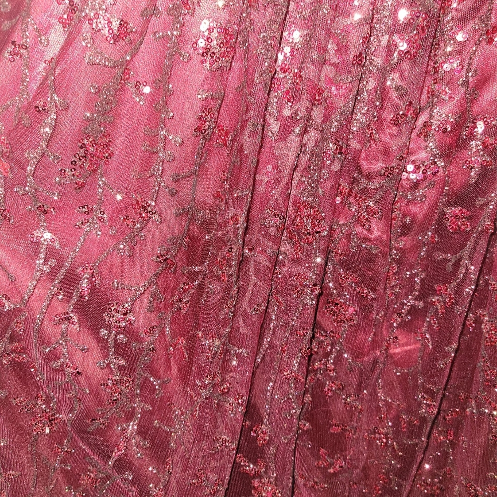 Windsor Deep Red Sequin Backless Deep V Dress Sz S - image 5